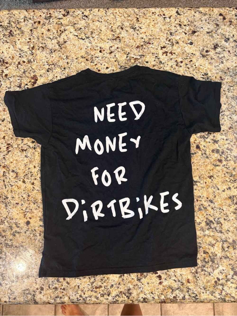 Little Trouble - Black Graphic Tee - "Need Money for Dirtbikes" Size 7/8